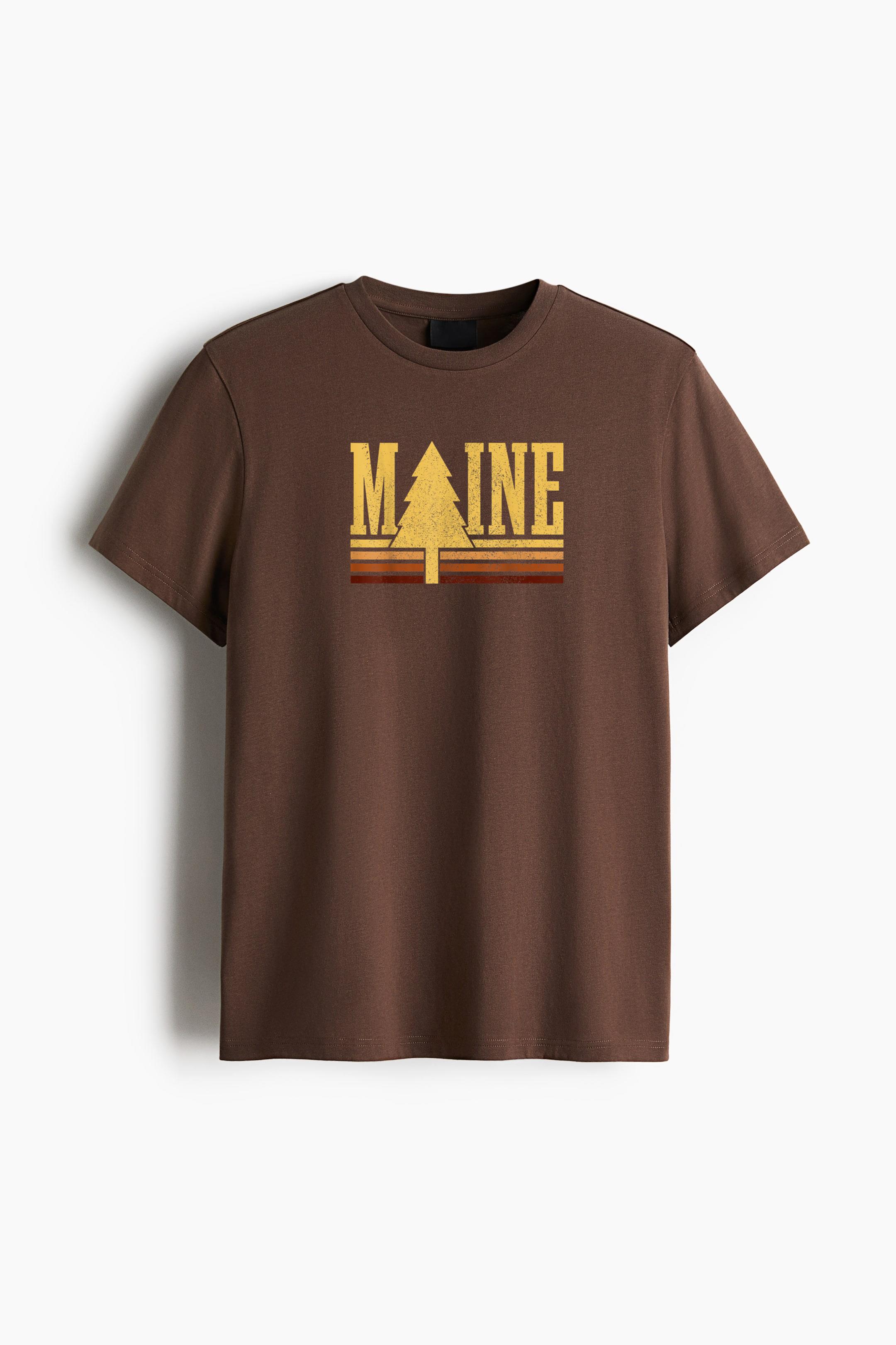 Maine Vintage Tree State Pride Camping Cotton T-Shirt - Image 4