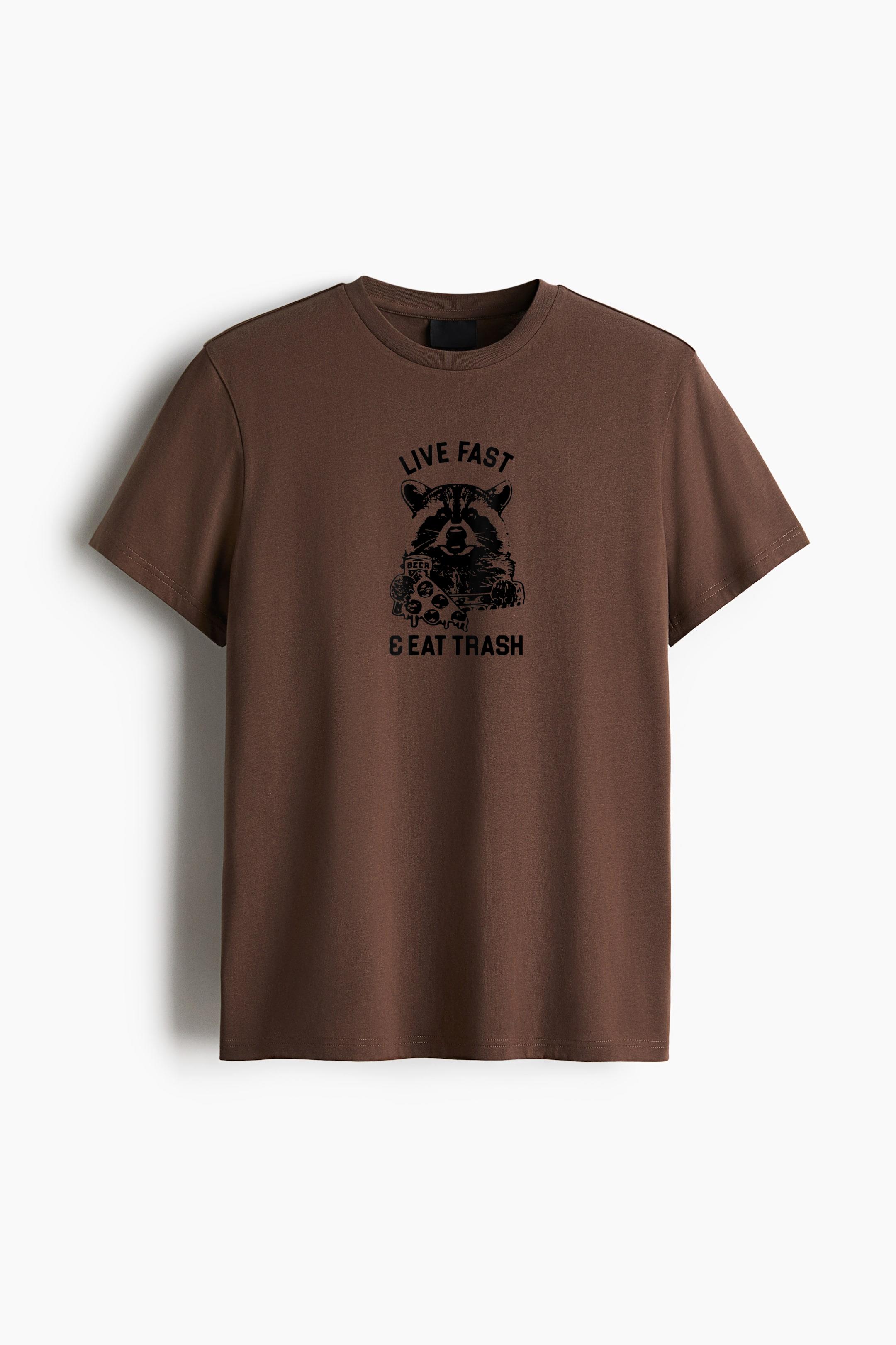 Raccoon Camping Live Fast Eat Trash Cotton T-Shirt - Image 4